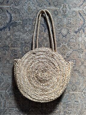 Natural Large Round Straw Summer Tote Bag Unbranded